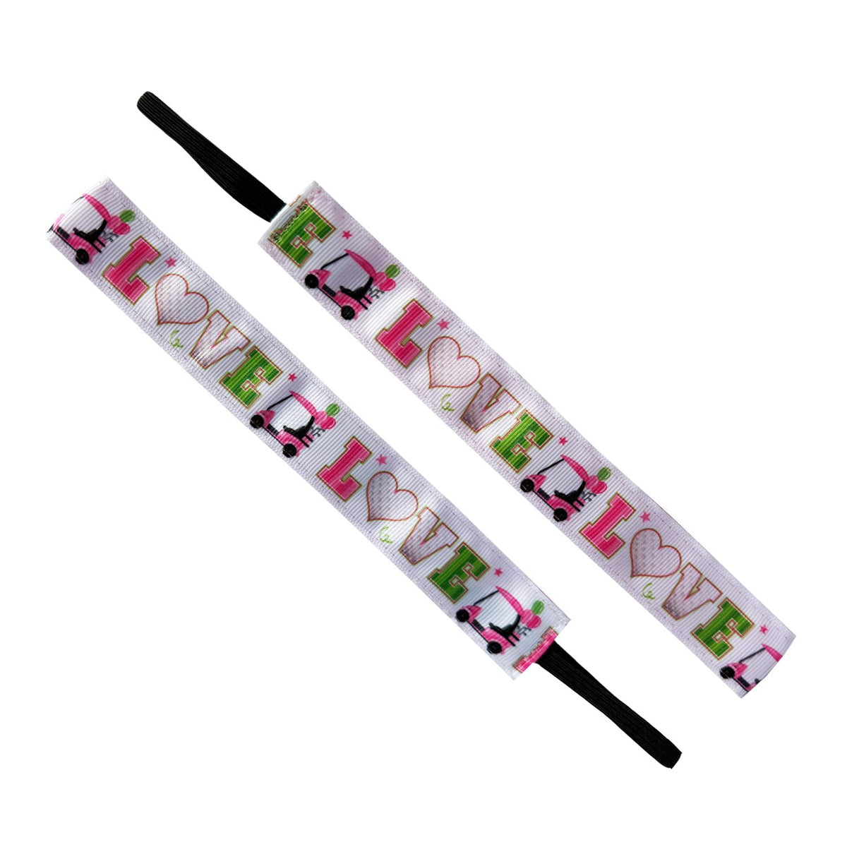 Golf | Love at First Swing | Pink, White | 1 Inch Sweaty Bands Non Slip Headband
