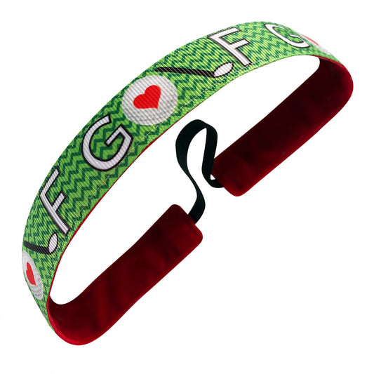 Golf Love | Green, Red | 1 Inch Sweaty Bands Non Slip Headband