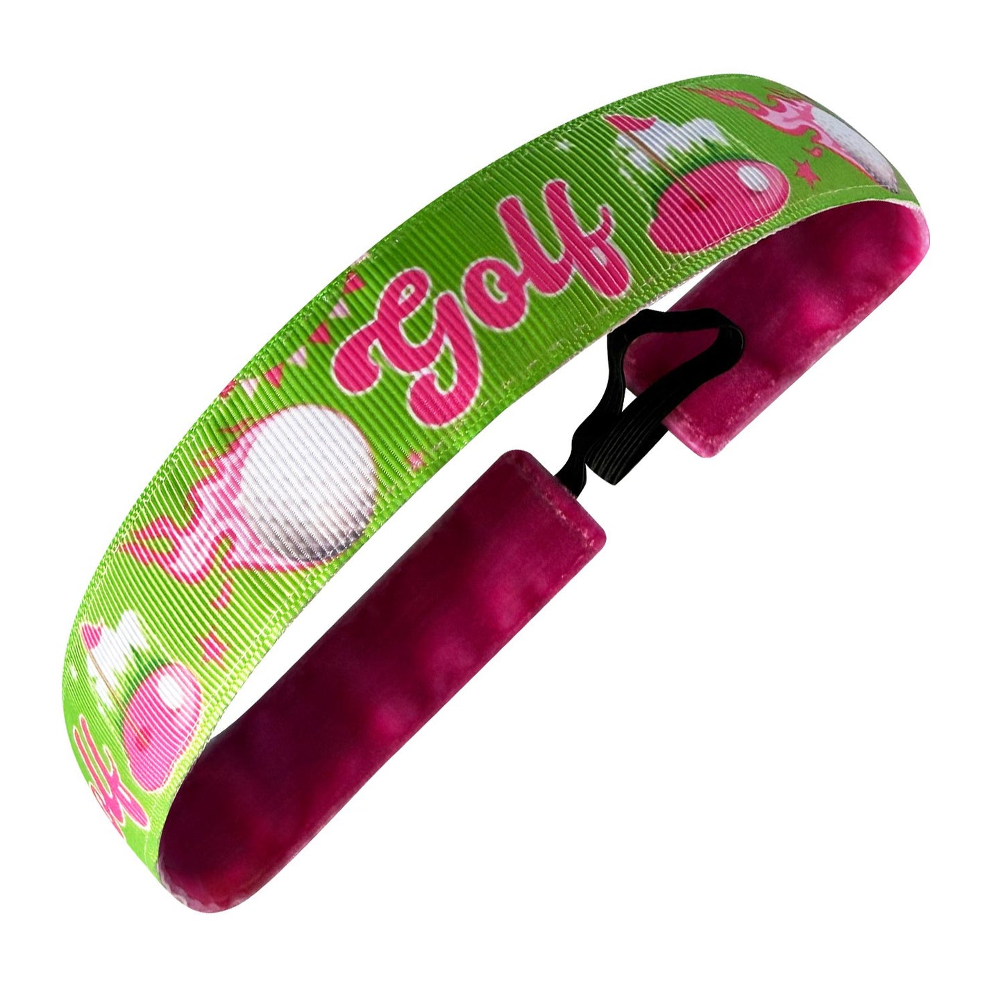 Golf Tee Time | Green, Pink | 1 Inch Sweaty Bands Non Slip Headband