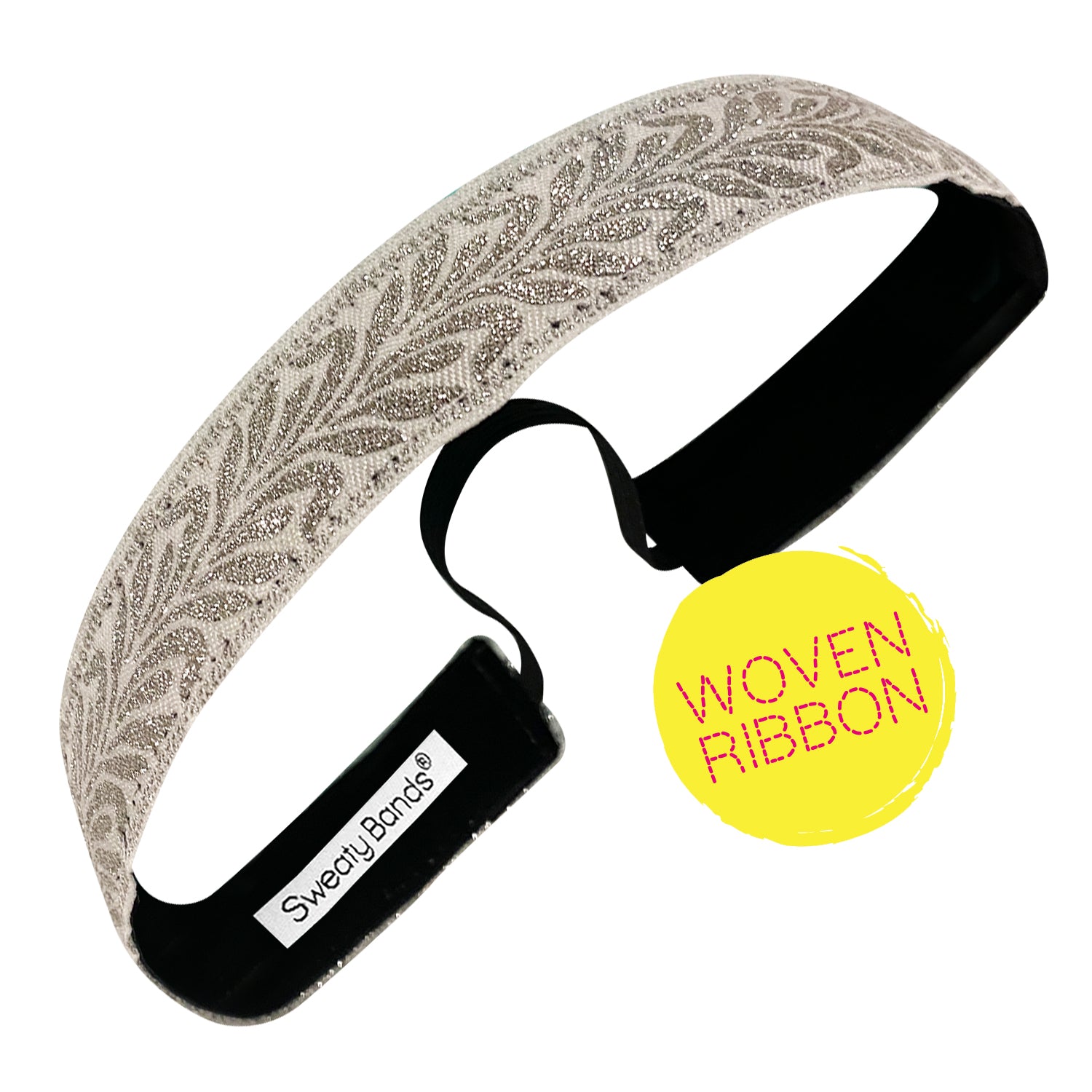 Greek Goddess | White, Silver | 1 Inch Sweaty Bands Non Slip Headband