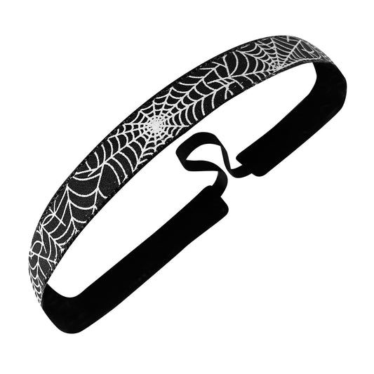 Halloween | Cobweb Couture | Black, White | 5/8 Inch Sweaty Bands Non Slip Headband