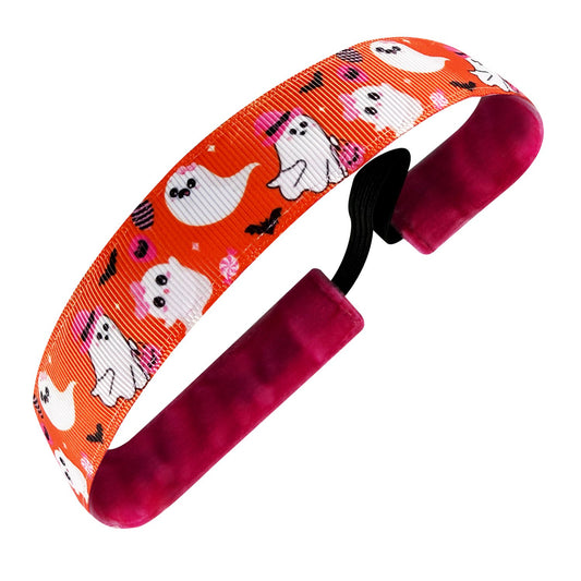 Halloween | Creepin It Real | Orange, White | 1 Inch Sweaty Bands Non Slip Headband