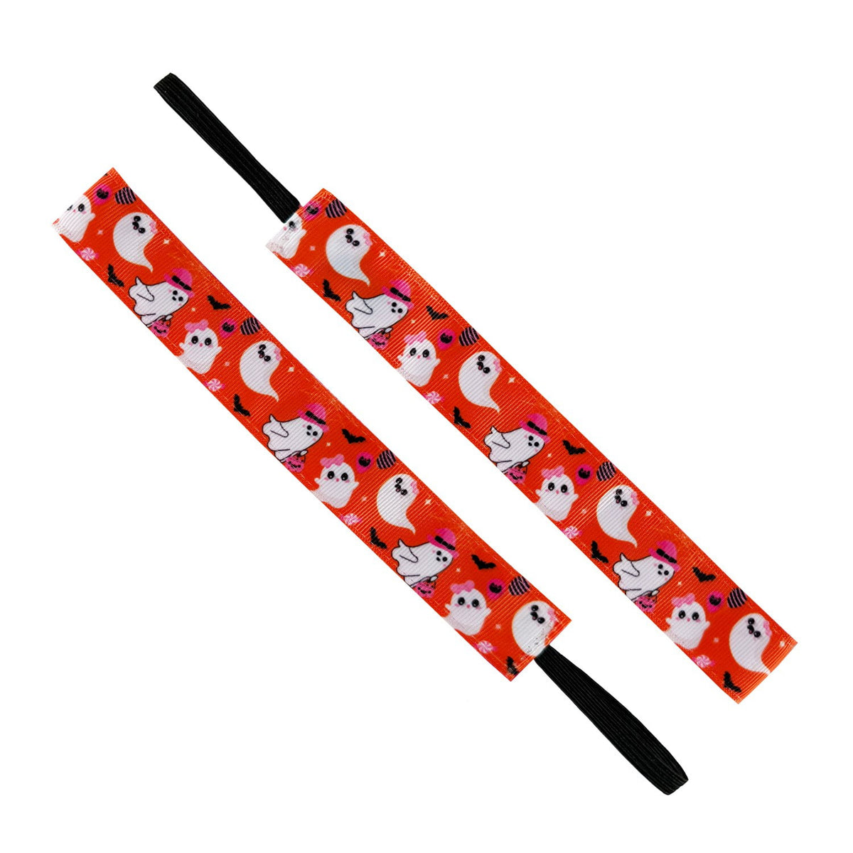 Halloween | Creepin It Real | Orange, White | 1 Inch Sweaty Bands Non Slip Headband