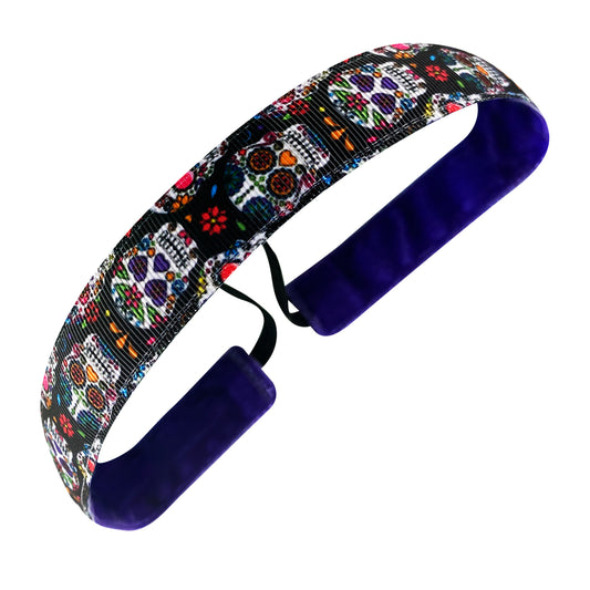 Halloween | Day of the Dead | Black, Multi | 1 Inch Sweaty Bands Non Slip Headband
