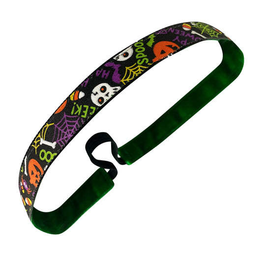 Halloween | Fright Night | Black, Multi | 5/8 Inch Sweaty Bands Non Slip Headband