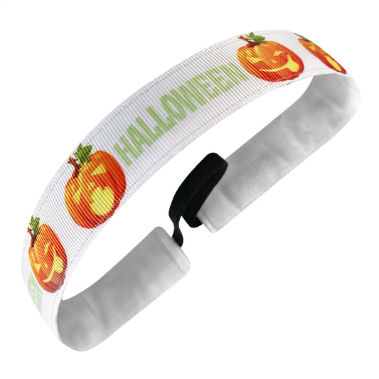 Halloween | Smashing Pumpkins | White, Orange | 1 Inch Sweaty Bands Non Slip Headband