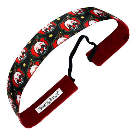 Halloween | Sweaty Sam the Clown | Black, Red | 1 Inch Sweaty Bands Non Slip Headband