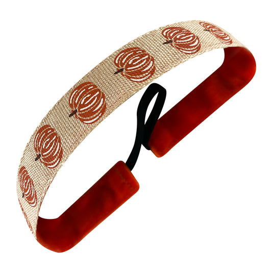 Halloween | Too Gourd to Be True | Tan, Orange | 1 Inch Sweaty Bands Non Slip Headband