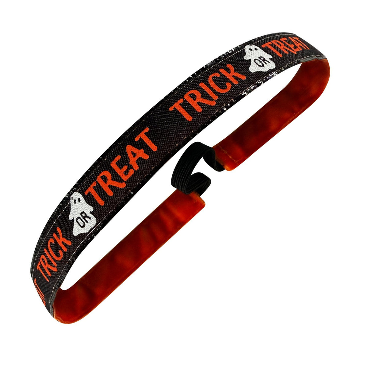Halloween | Trick Or Treat Glittered | Black, Orange | 5/8 Inch Sweaty Bands Non Slip Headband