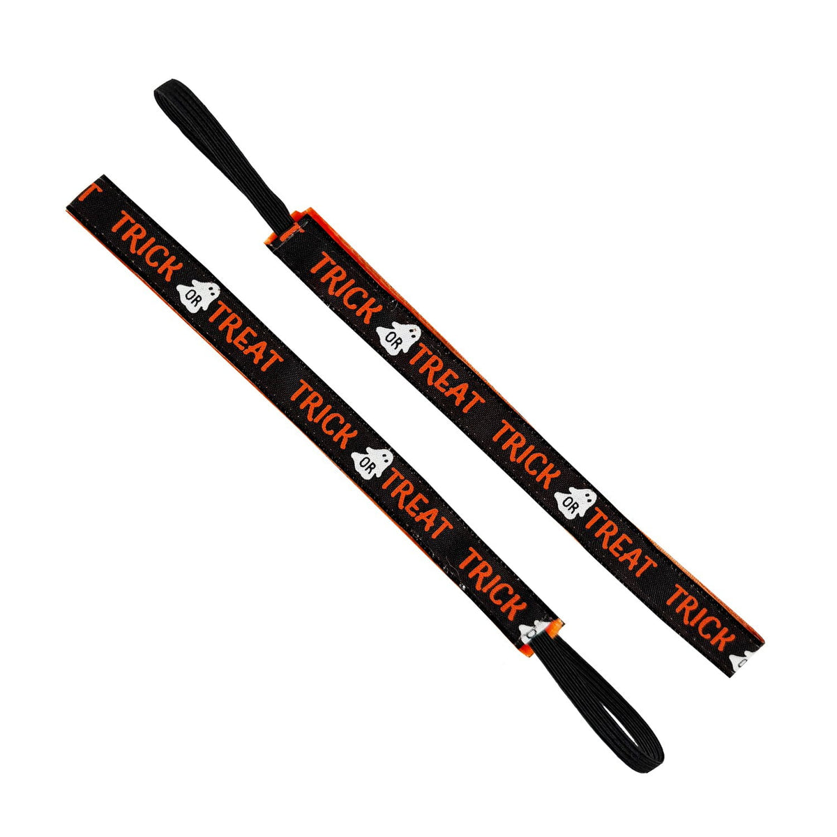 Halloween | Trick Or Treat Glittered | Black, Orange | 5/8 Inch Sweaty Bands Non Slip Headband