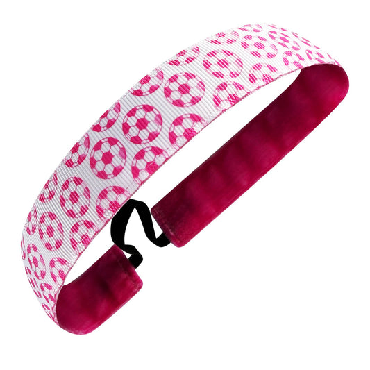 Having a Ball | White, Pink | 1 Inch Sweaty Bands Non Slip Headband