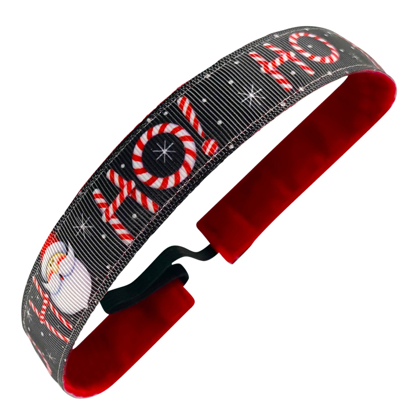 Holiday | Candy Cane Ho | Black, Red, White | 1 Inch Sweaty Bands Non Slip Headband