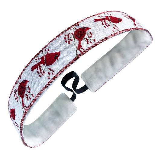 Holiday | Cardinal Spirit | White, Red | 1 Inch Sweaty Bands Non Slip Headband