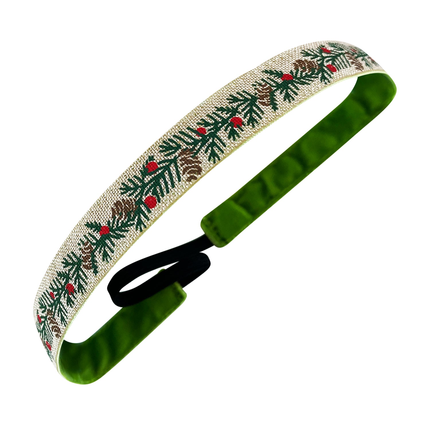 Holiday | Evergreen Energy | Tan, Green | 5/8 Inch Sweaty Bands Non Slip Headband
