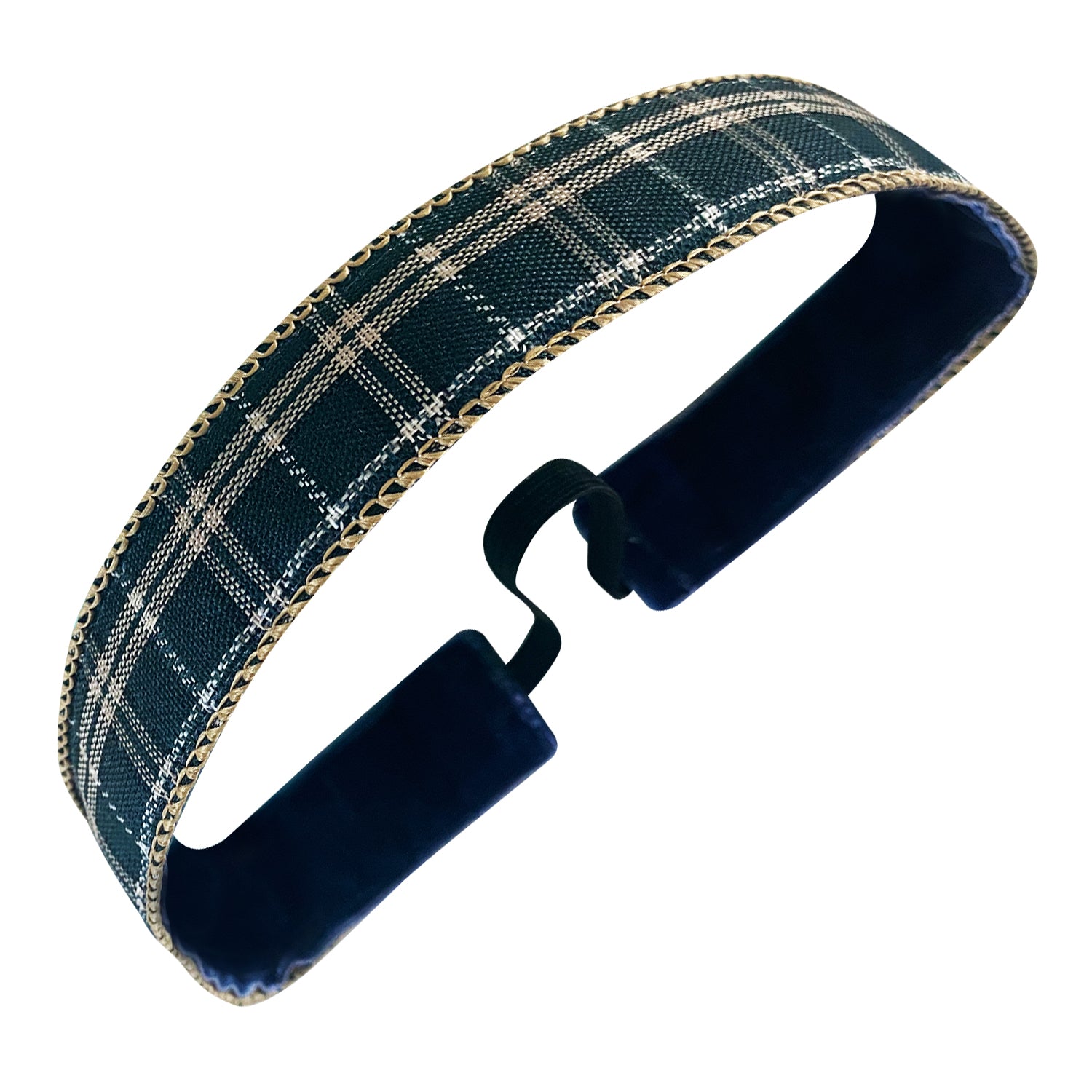 Holiday | Fa La La Flannel | Navy, Tan | 1 Inch Sweaty Bands Non Slip Headband