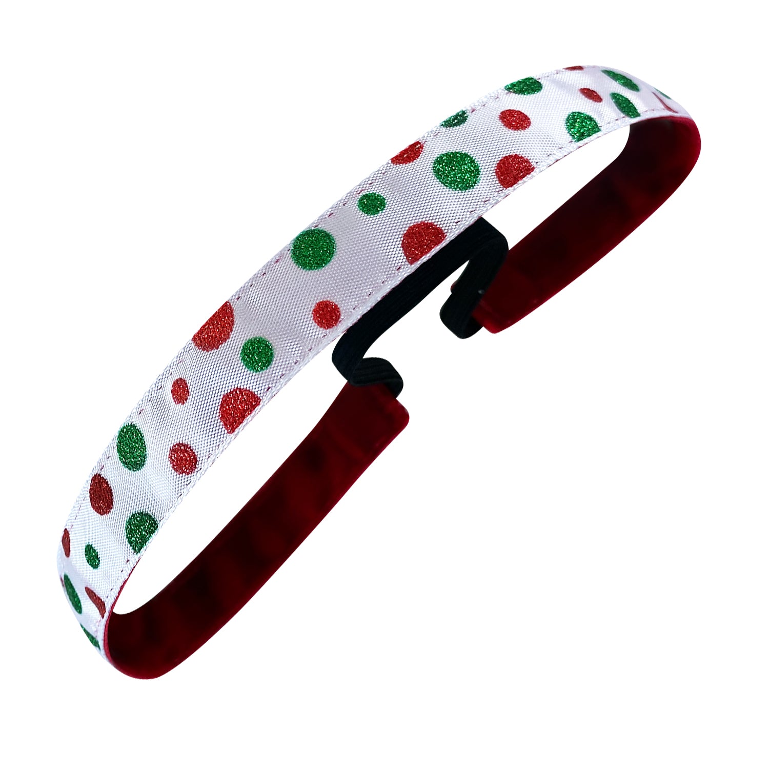 Holiday | Jingle Dots | Glitter | White | 5/8 Inch Sweaty Bands Non Slip Headband