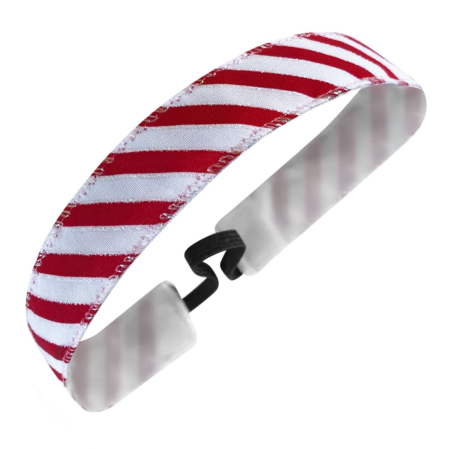 Holiday | Peppermint Tinsel Swirl | Red, White | 1 Inch Sweaty Bands Non Slip Headband