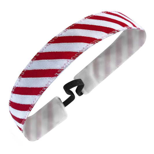 Holiday | Peppermint Tinsel Swirl | Red, White | 1 Inch Sweaty Bands Non Slip Headband