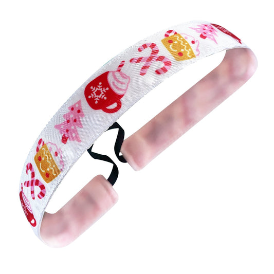 Holiday | Sleigh Day Sips | Red, White, Pink | 1 Inch Sweaty Bands Non Slip Headband
