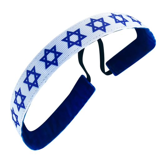 Holiday | Star of David | White, Blue | 1 Inch Sweaty Bands Non Slip Headband
