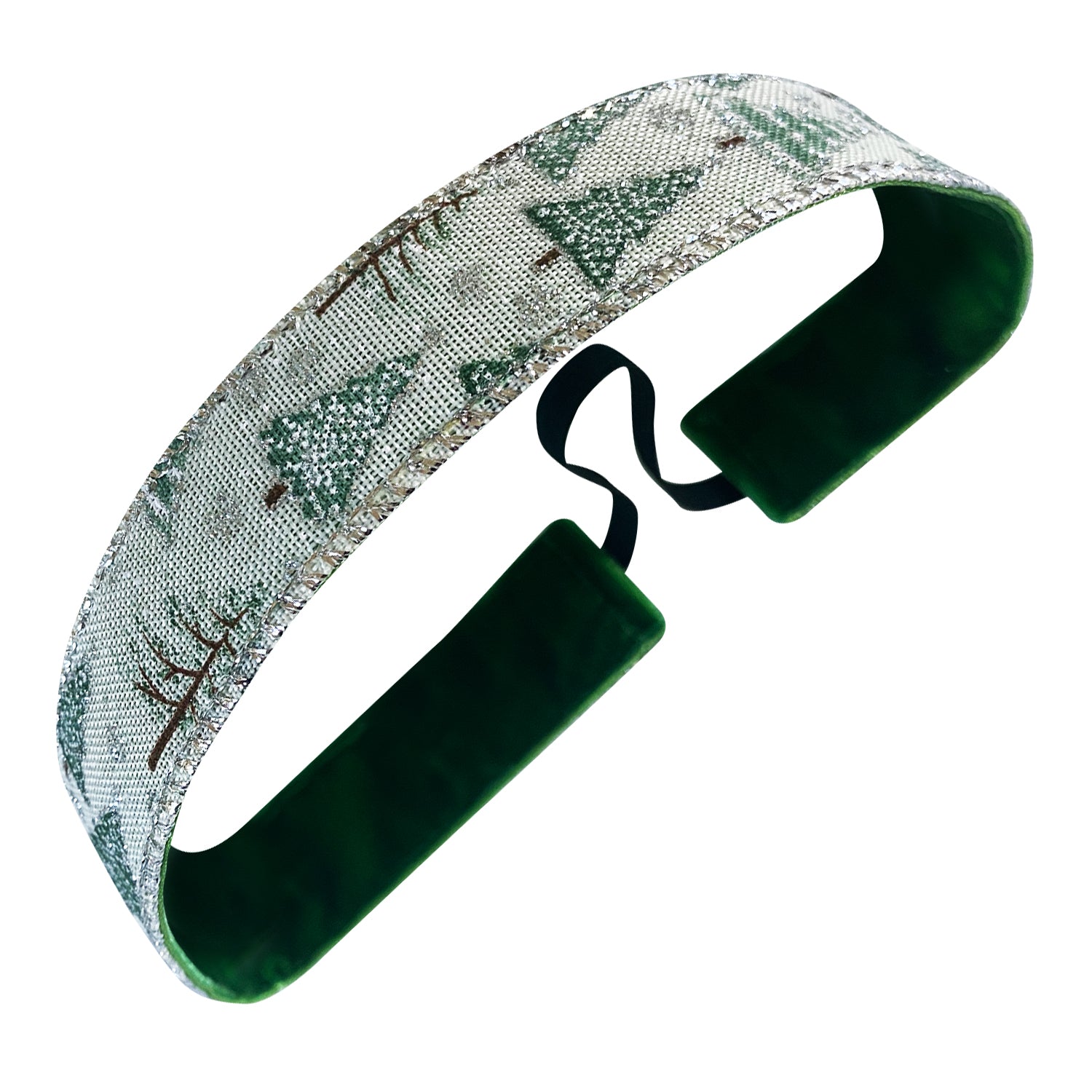 Holiday | Twinkle Trees | White, Green | 1 Inch Sweaty Bands Non Slip Headband