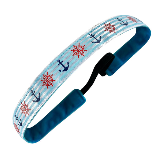 In Ship Shape | Light Blue, White, Red | 5/8 Inch Sweaty Bands Non Slip Headband