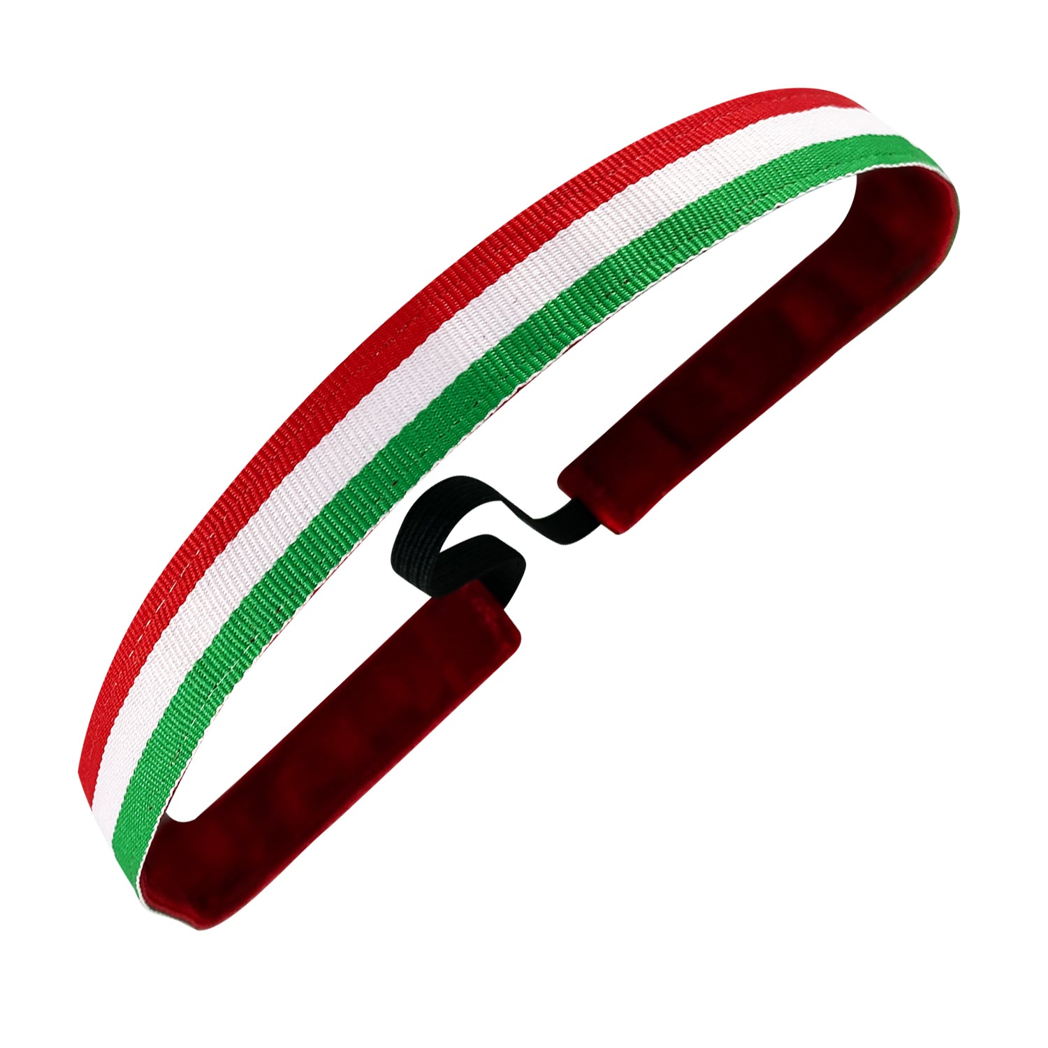 Italy | Triple Stripe | Red, White, Green | 5/8 Inch Sweaty Bands Non Slip Headband