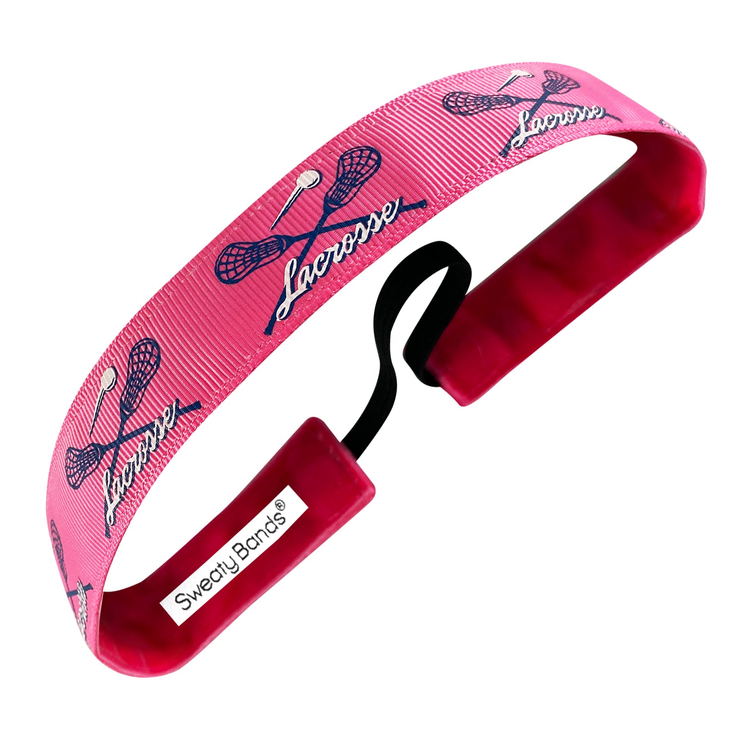 Lacrosse Love | Pink, Navy | 1 Inch Sweaty Bands Non Slip Headband