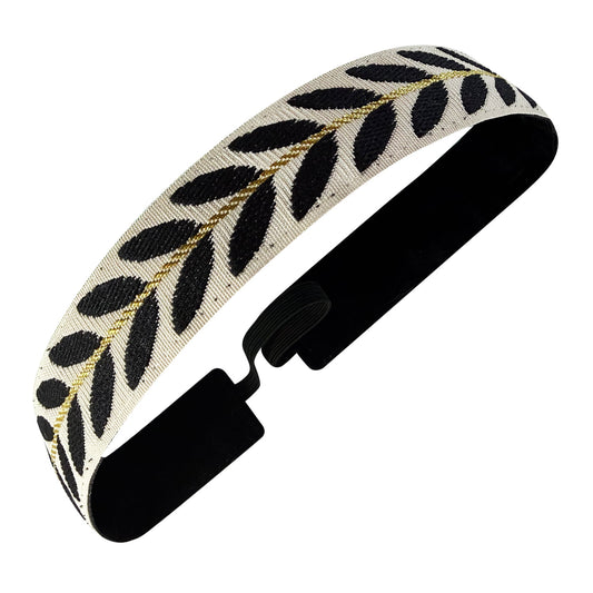 Laurel Luxe | White, Black, Gold | 1 Inch Sweaty Bands Non Slip Headband