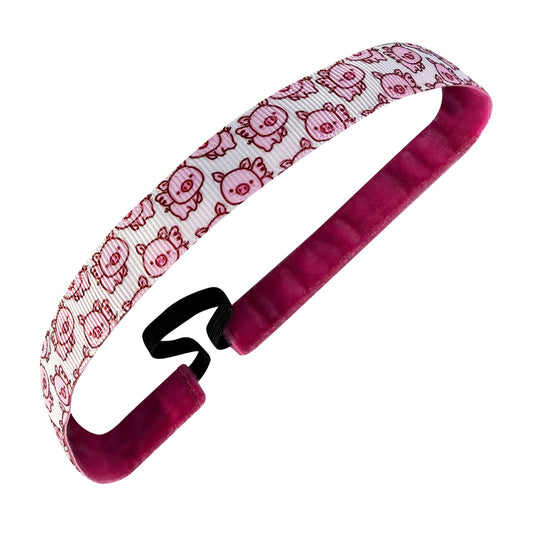 Little Miss Piggy | White, Pink | 5/8 Inch Sweaty Bands Non Slip Headband
