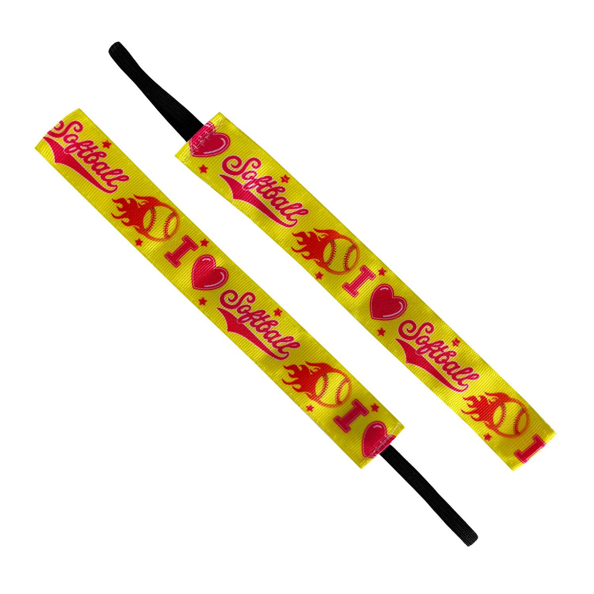 Love at First Pitch Softball | Yellow, Pink | 1 Inch Sweaty Bands Non Slip Headband