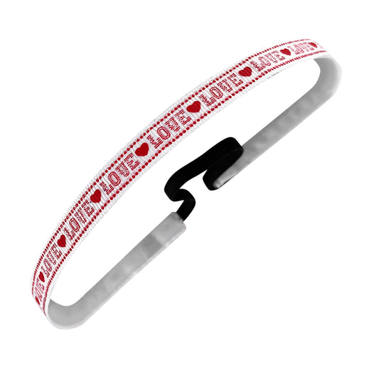 Lovestruck | White, Red | 3/8 Inch Sweaty Bands Non Slip Headband