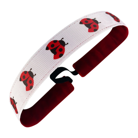 Luck be a Ladybug | White, Red | 1 Inch Sweaty Bands Non Slip Headband