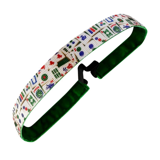 Mahjong Maven | White, Multi | 5/8 Inch Sweaty Bands Non Slip Headband