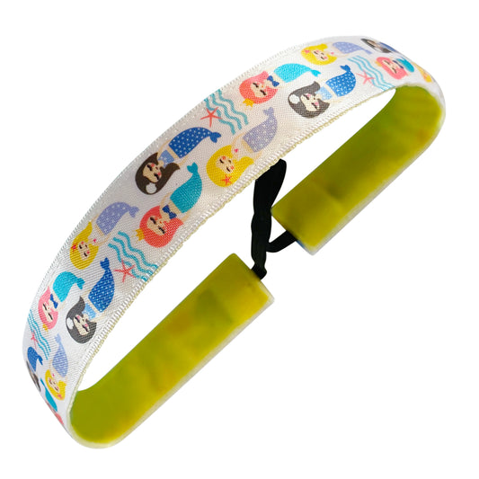 Mermaid Magic | White, Multi | 1 Inch Sweaty Bands Non Slip Headband
