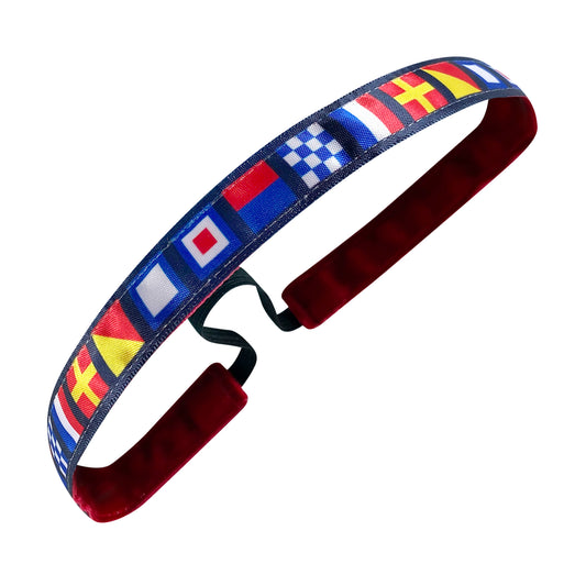 Nautical Flags | Blue, Multi | 5/8 Inch Sweaty Bands Non Slip Headband