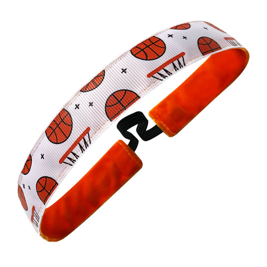 Nothing But Net | White, Orange | 1 Inch Sweaty Bands Non Slip Headband