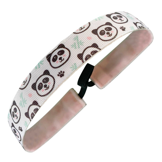 Panda-monium | White, Black | 1 Inch Sweaty Bands Non Slip Headband