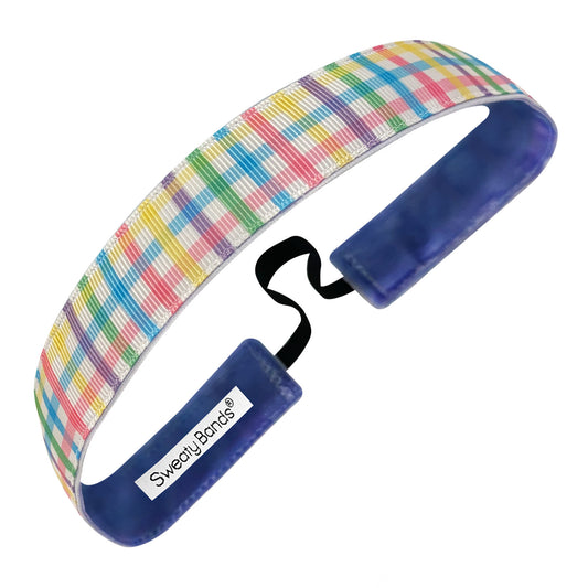 Pastel Plaid | Multi | 1 Inch Sweaty Bands Non Slip Headband
