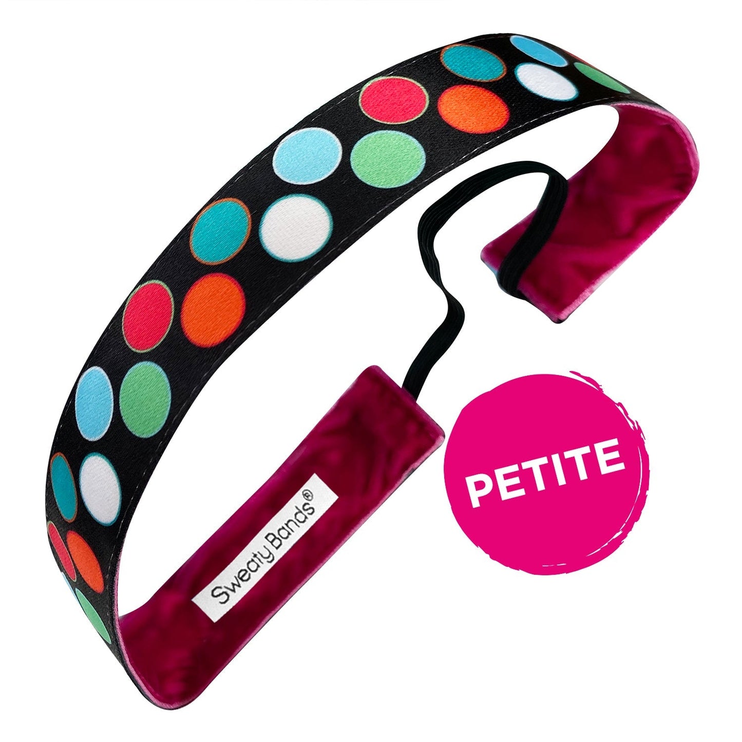 Petite | Let's Clown Around | Black, Multi | 1 Inch Sweaty Bands Non Slip Headband