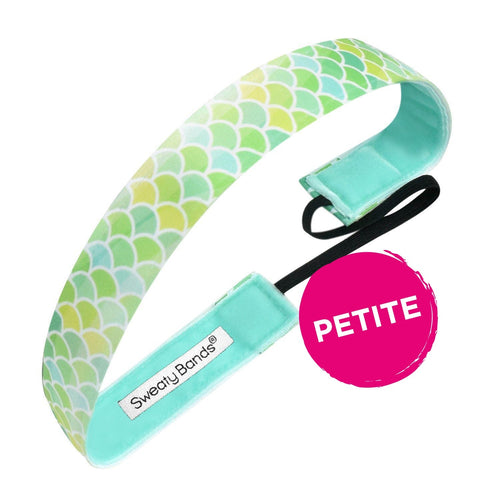 Petite | Mermaid Tails | Green | 1 Inch Sweaty Bands Non Slip Headband