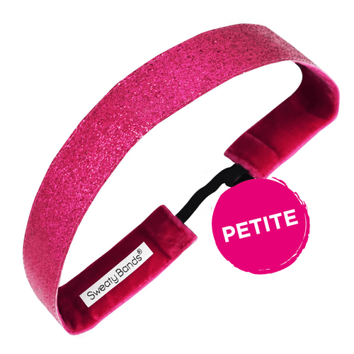 Petite | Metallic Shimmer | Bright Pink | 1 Inch Sweaty Bands Non Slip Headband