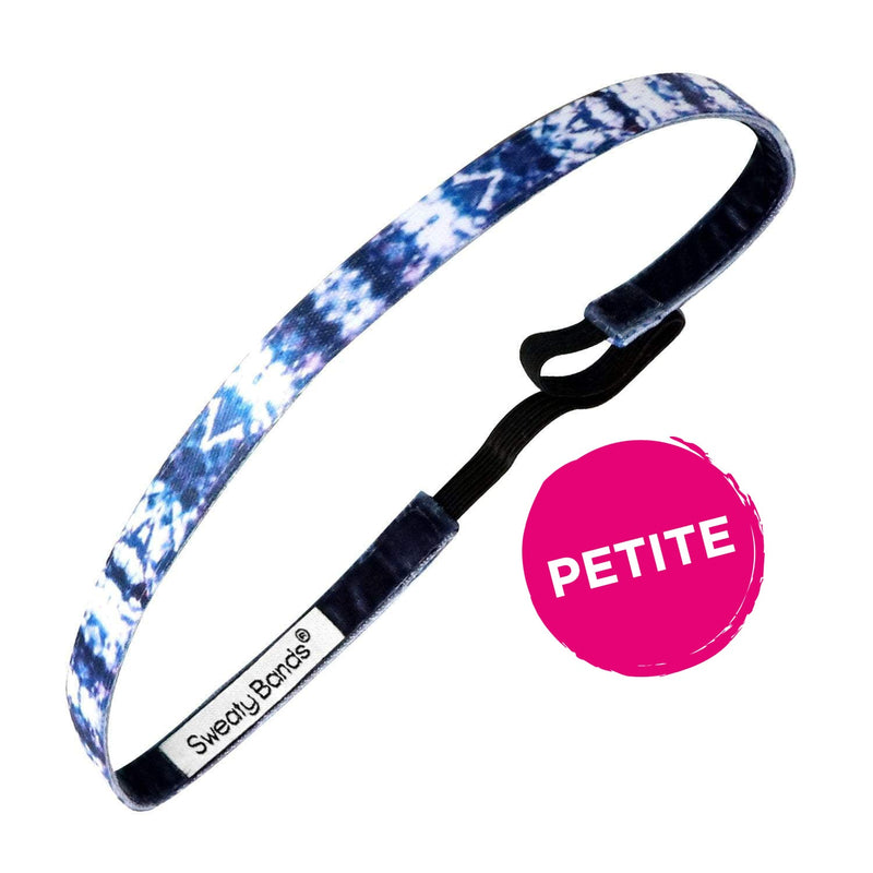 Petite | Shibori | Blue, White | 3/8 Inch Sweaty Bands Non Slip Headband