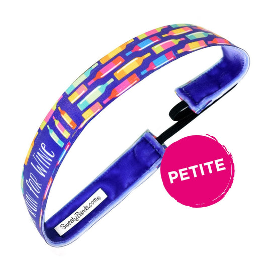 Petite | Will Run For Wine | Purple, Multi | 1 Inch Sweaty Bands Non Slip Headband