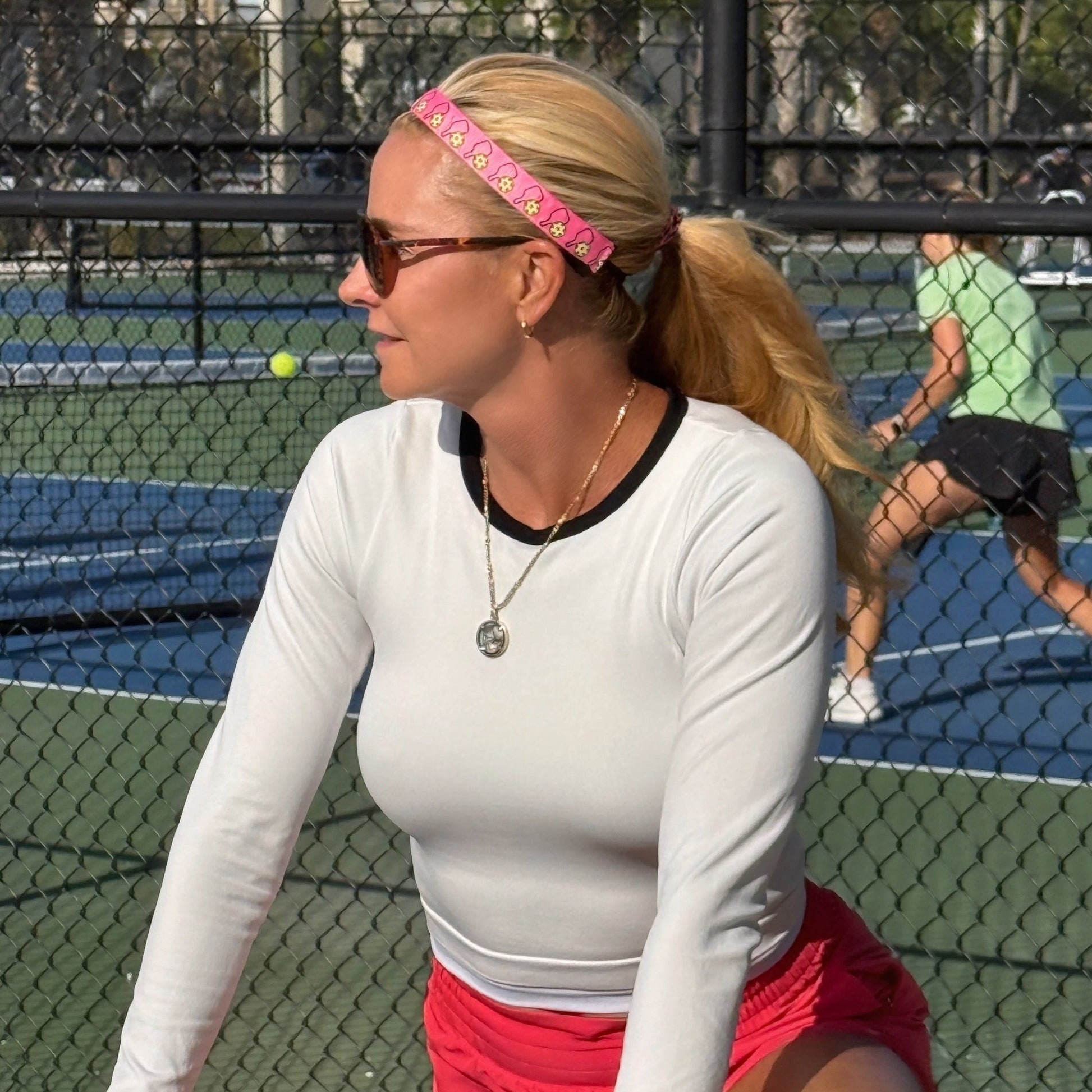 Pickleball Pinkie | Pink, Yellow | 1 Inch Sweaty Bands Non Slip Headband
