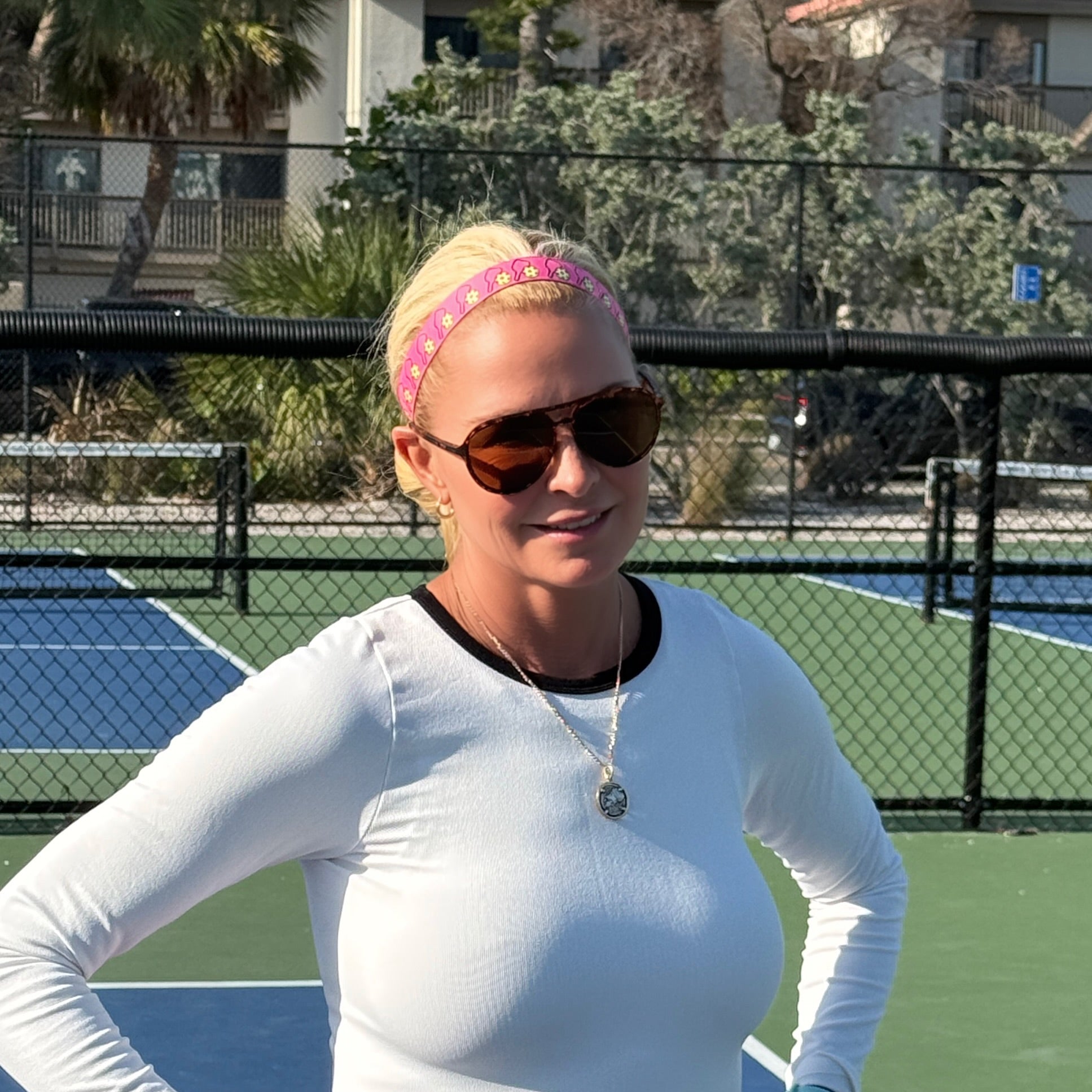 Pickleball Pinkie | Pink, Yellow | 1 Inch Sweaty Bands Non Slip Headband