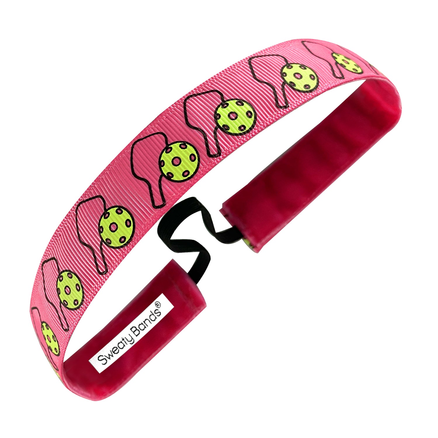 Pickleball Pinkie | Pink, Yellow | 1 Inch Sweaty Bands Non Slip Headband