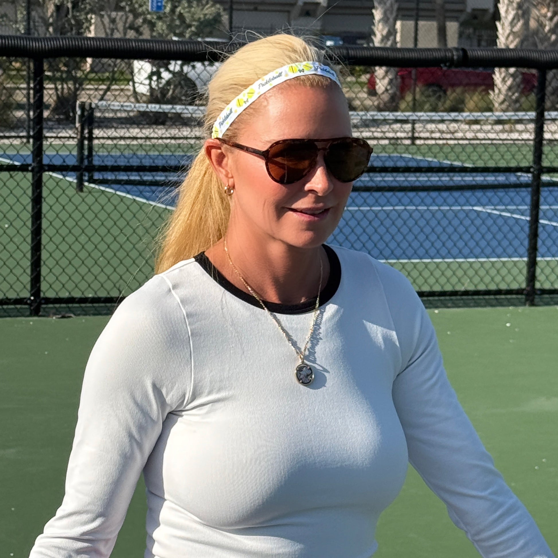 Pickleball | Script and Rackets | White, Black Yellow | 5/8 Inch Sweaty Bands Non Slip Headband