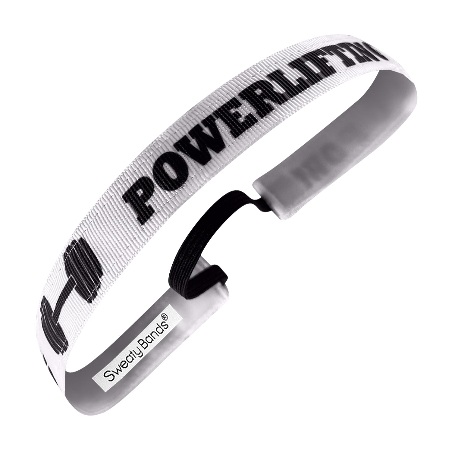 Powerlifting | White, Black | 5/8 Inch Sweaty Bands Non Slip Headband