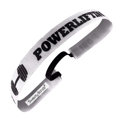 Powerlifting | White, Black | 5/8 Inch Sweaty Bands Non Slip Headband